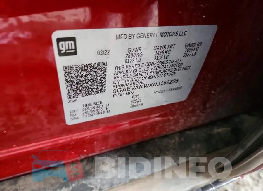 5GAEVAKWXNJ162235 Photo# 13