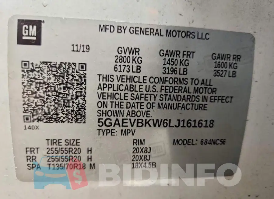 5GAEVBKW6LJ161618 Photo# 14