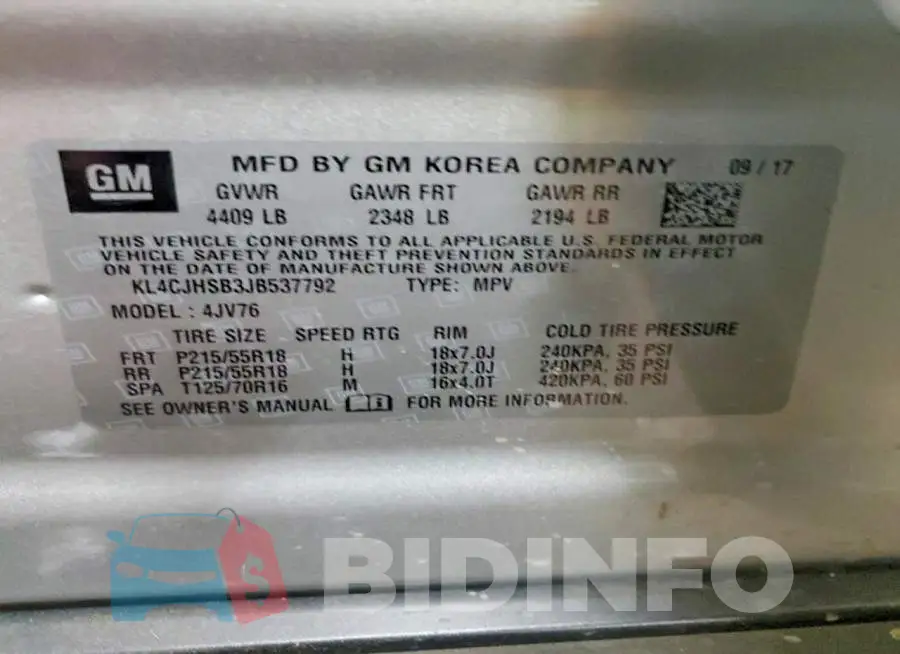KL4CJHSB3JB537792 Photo# 13