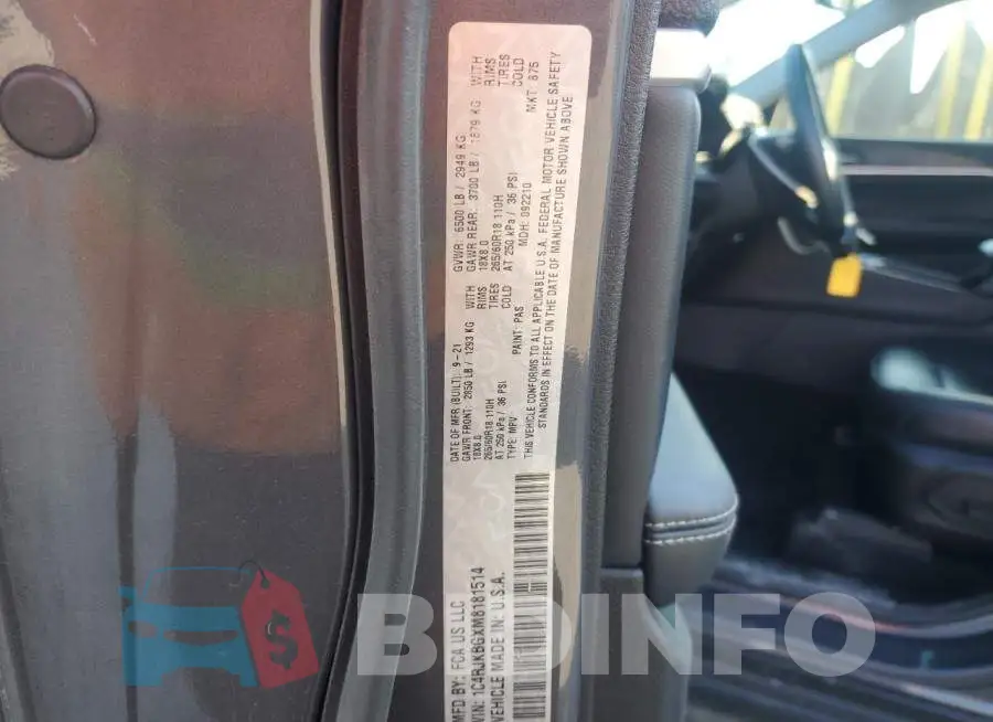 1C4RJKBGXM8181514 Photo# 13