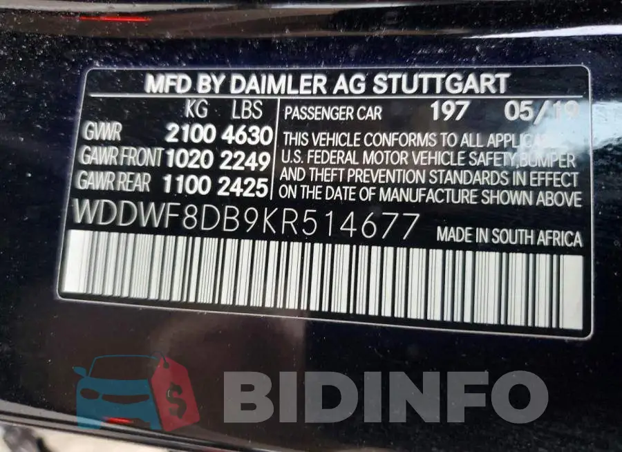 WDDWF8DB9KR514677 Photo# 12