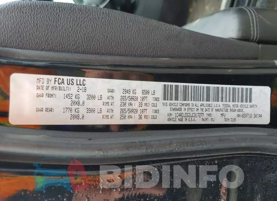 1C4RDJDG3JC317277 Photo# 14