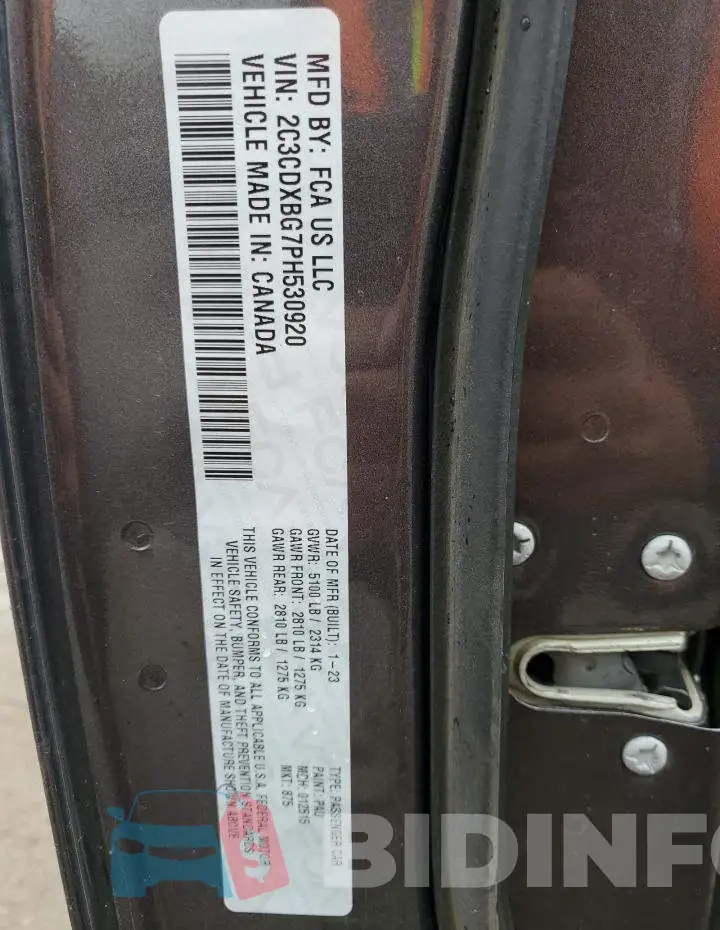 2C3CDXBG7PH530920 Photo# 12