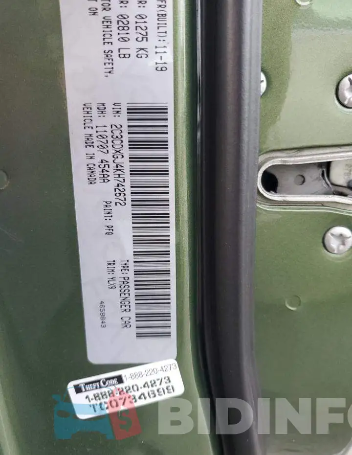 2C3CDXGJ4KH742672 Photo# 12