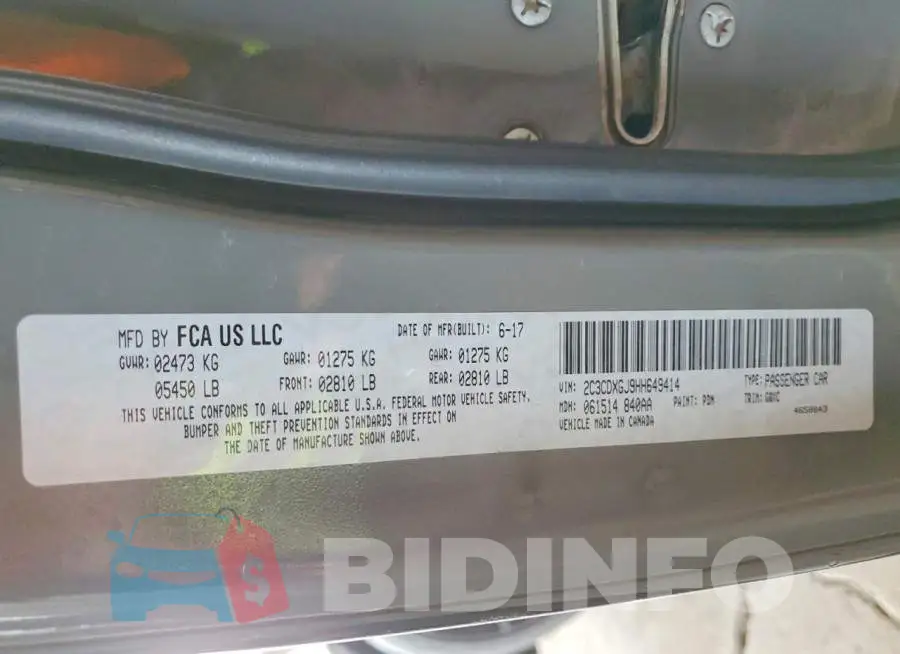 2C3CDXGJ9HH649414 Photo# 12