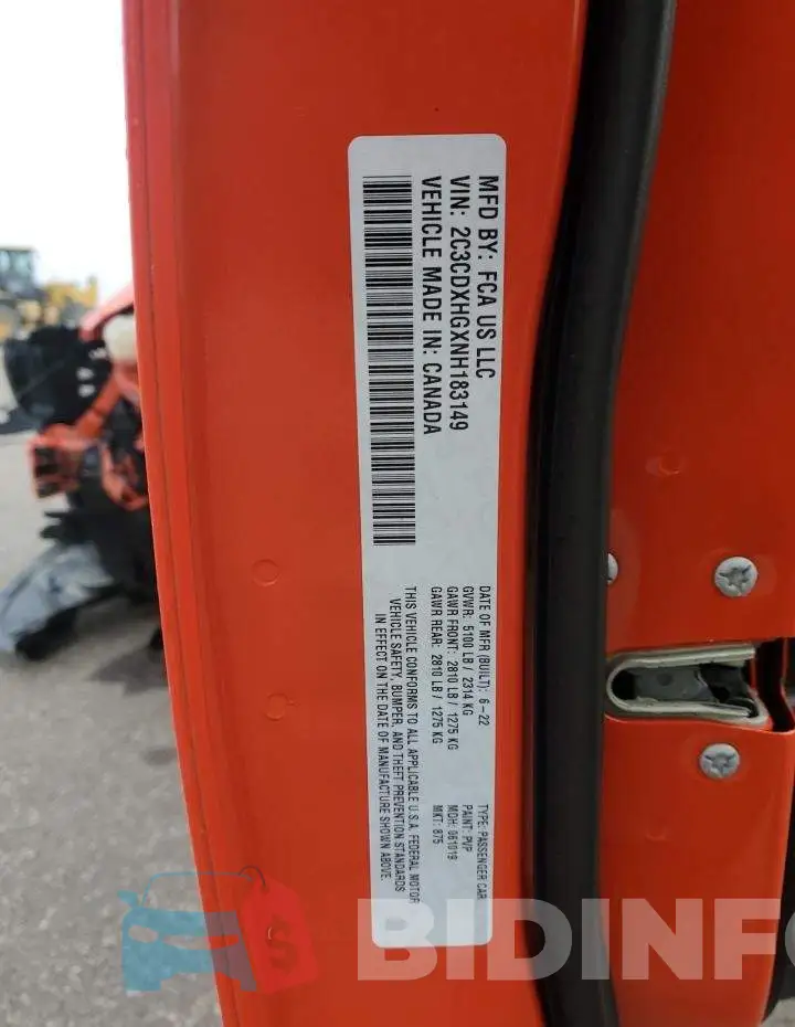 2C3CDXHGXNH183149 Photo# 13