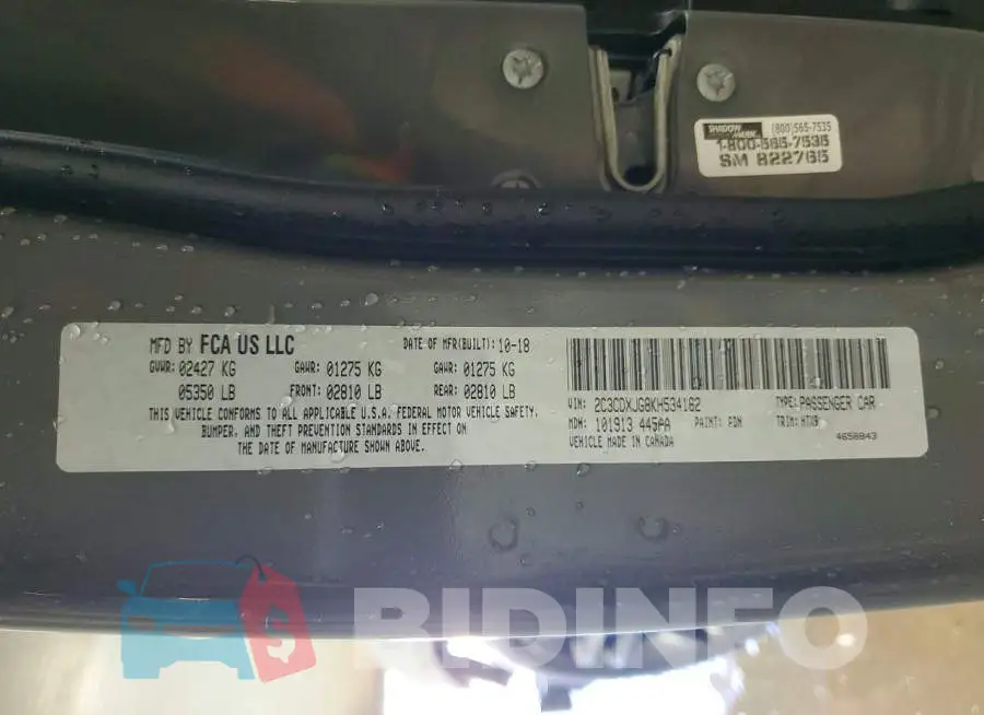 2C3CDXJG8KH534162 Photo# 13