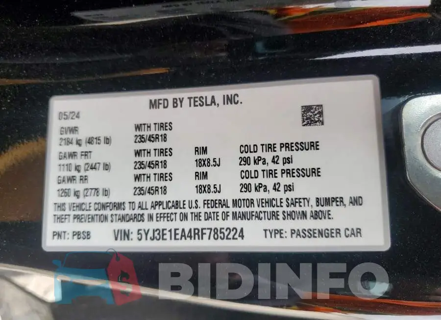5YJ3E1EA4RF785224 Photo# 12