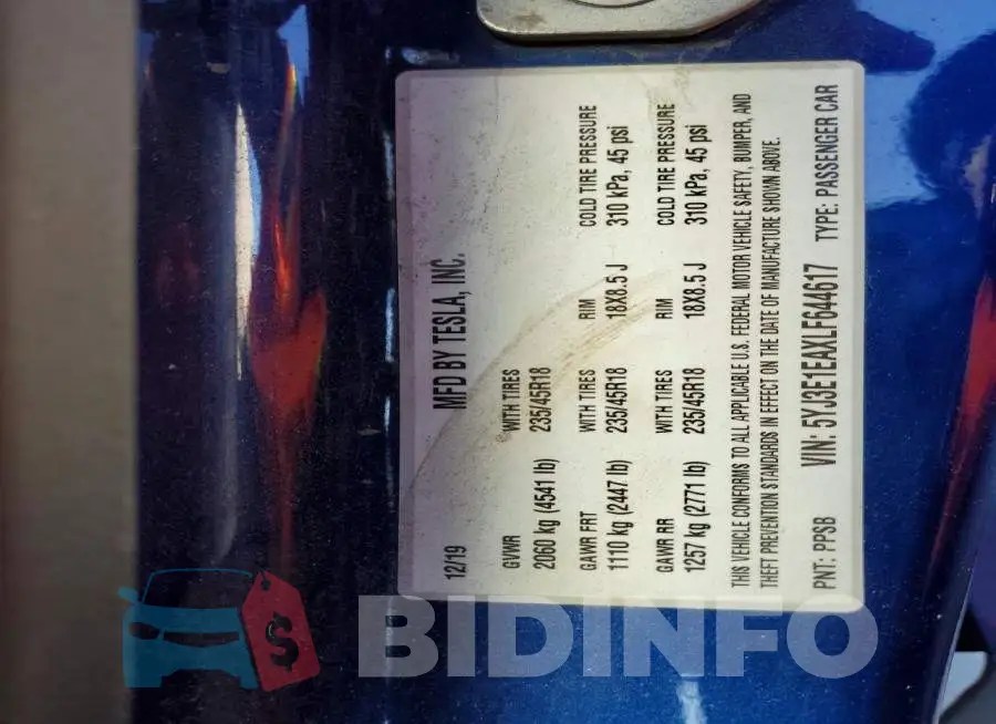 5YJ3E1EAXLF644617 Photo# 13