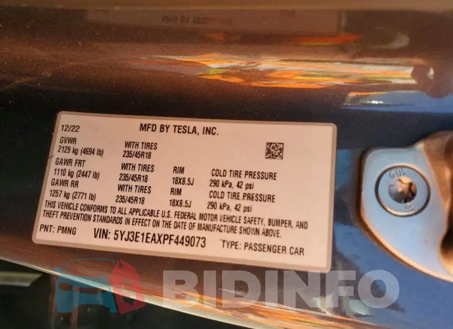 5YJ3E1EAXPF449073 Photo# 12