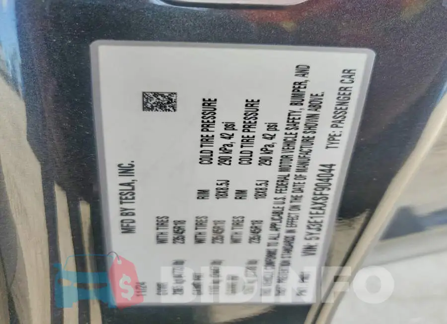 5YJ3E1EAXSF904044 Photo# 13