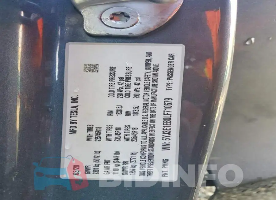 5YJ3E1EB0LF710679 Photo# 12