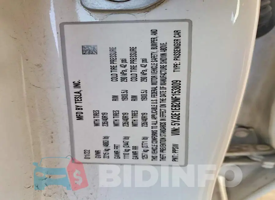 5YJ3E1EB2NF153809 Photo# 12