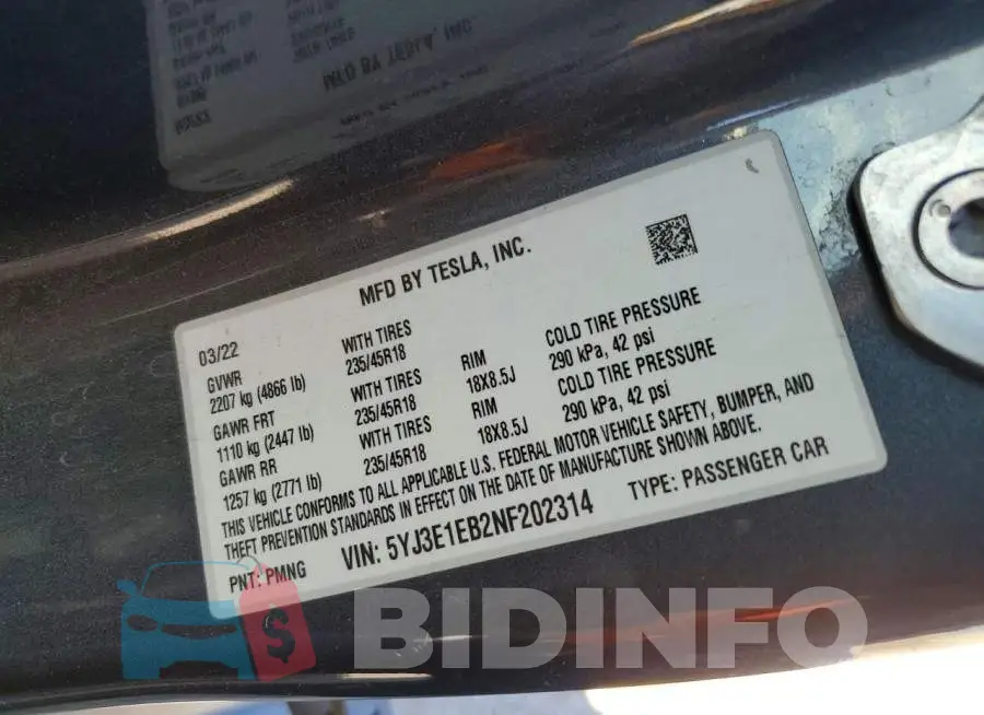 5YJ3E1EB2NF202314 Photo# 13