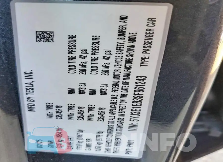 5YJ3E1EB3SF961243 Photo# 12