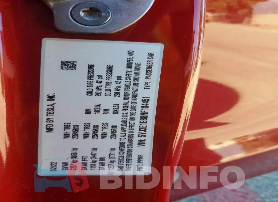 5YJ3E1EB8NF184451 Photo# 12