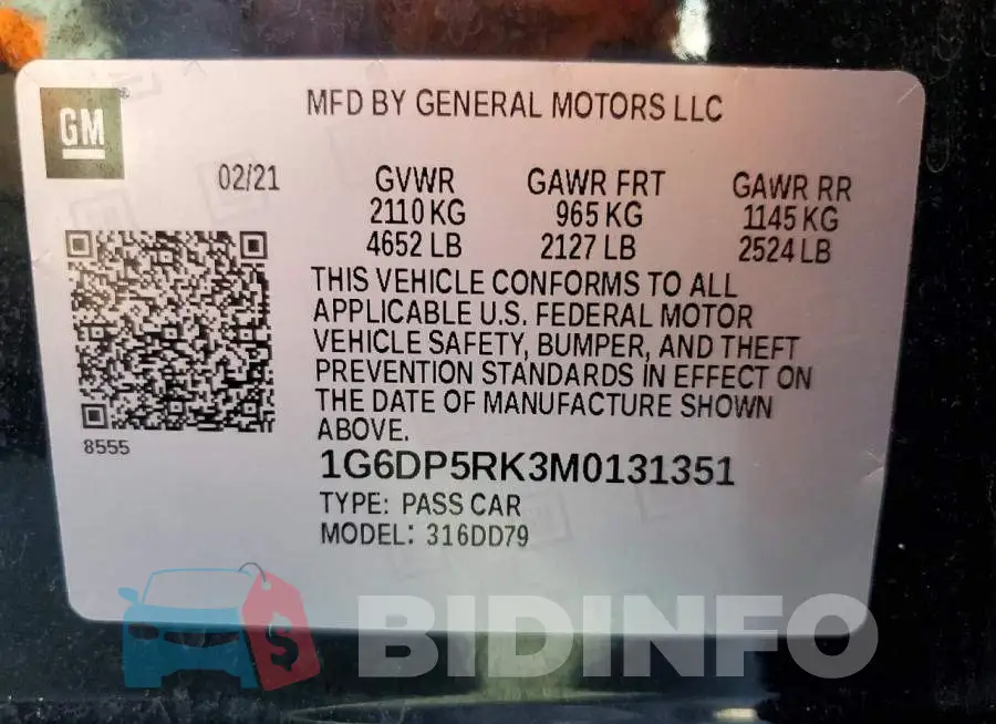 1G6DP5RK3M0131351 Photo# 12