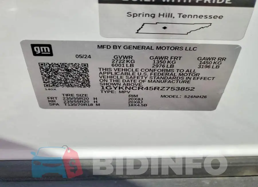 1GYKNCR45RZ753852 Photo# 13