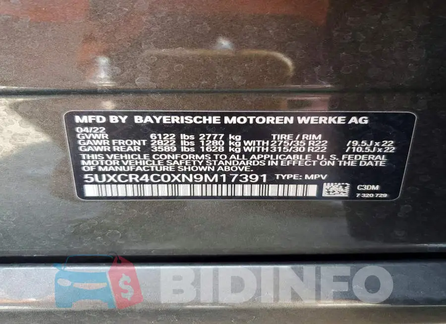 5UXCR4C0XN9M17391 Photo# 14