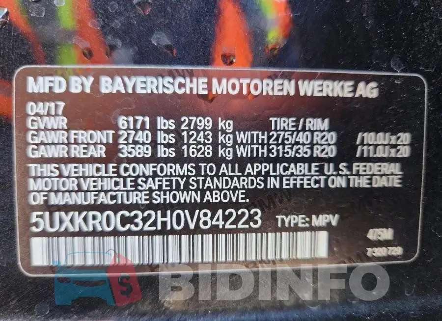 5UXKR0C32H0V84223 Photo# 14