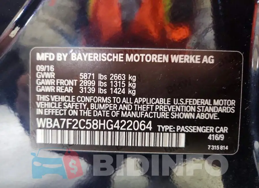 WBA7F2C58HG422064 Photo# 12