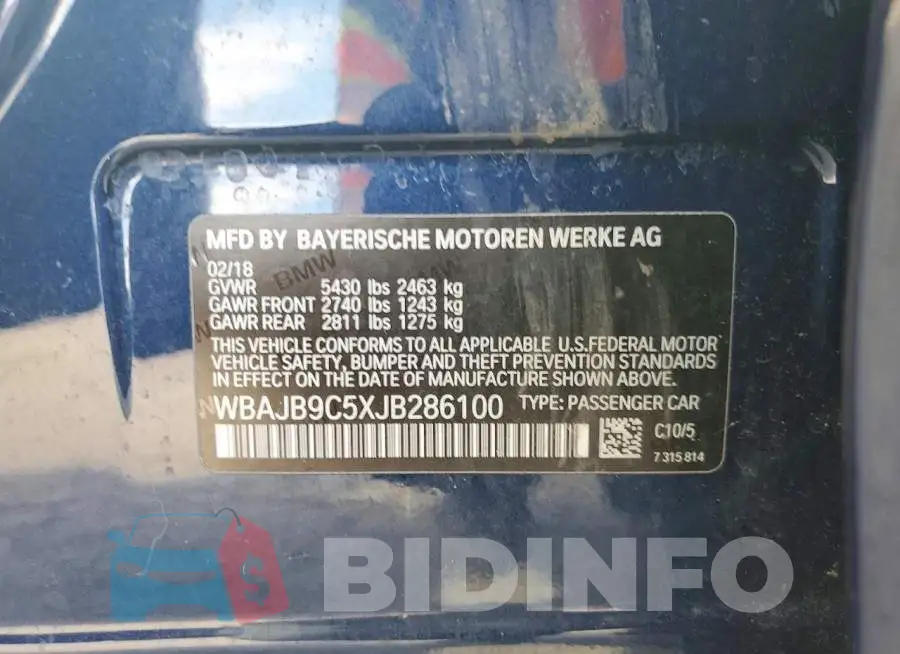 WBAJB9C5XJB286100 Photo# 12