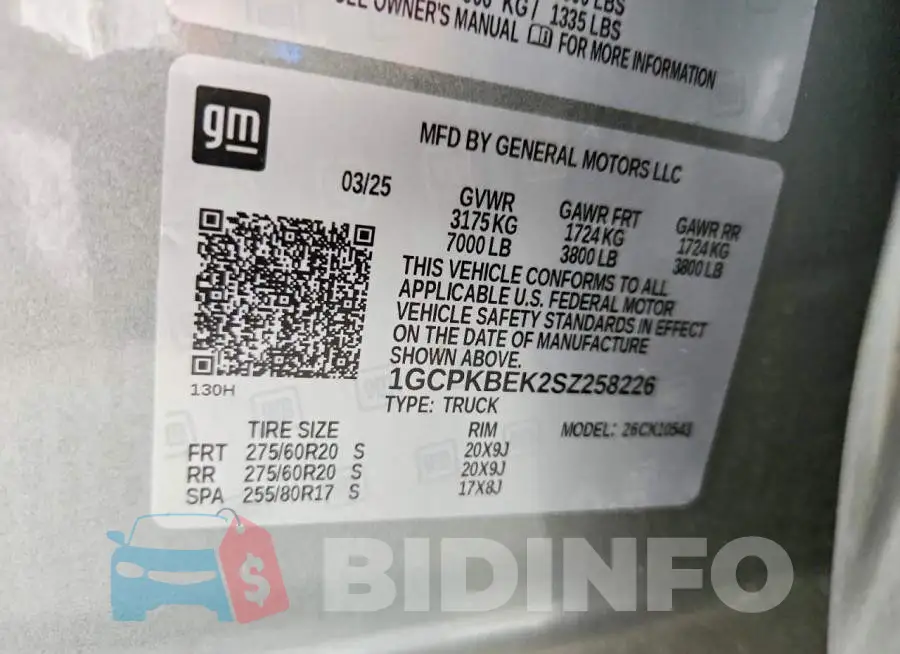 1GCPKBEK2SZ258226 Photo# 13