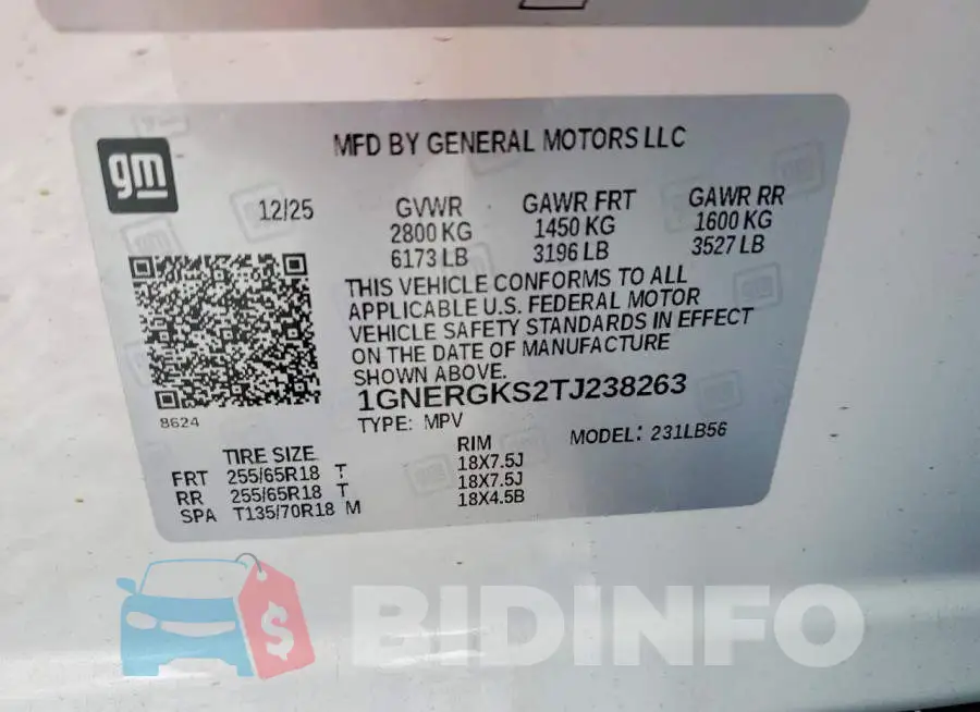 1GNERGKS2TJ238263 Photo# 13