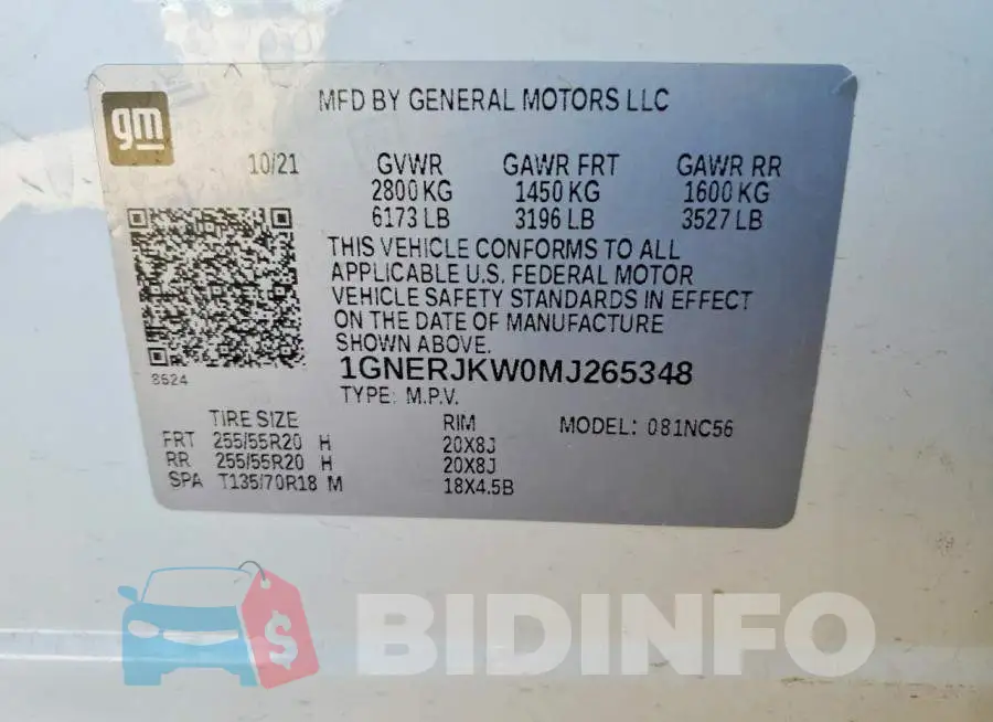 1GNERJKW0MJ265348 Photo# 14