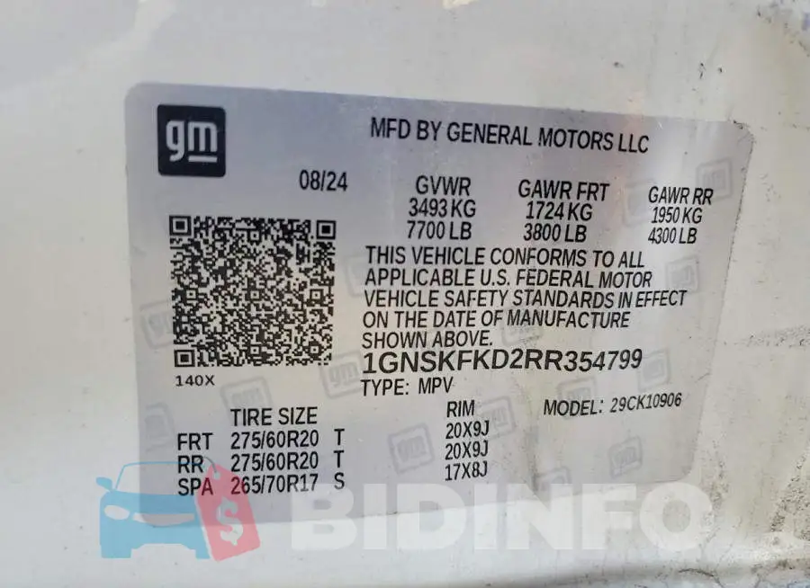 1GNSKFKD2RR354799 Photo# 13