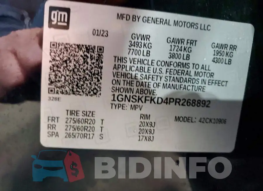 1GNSKFKD4PR268892 Photo# 13