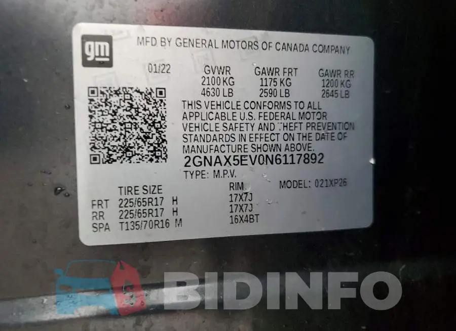 2GNAX5EV0N6117892 Photo# 11