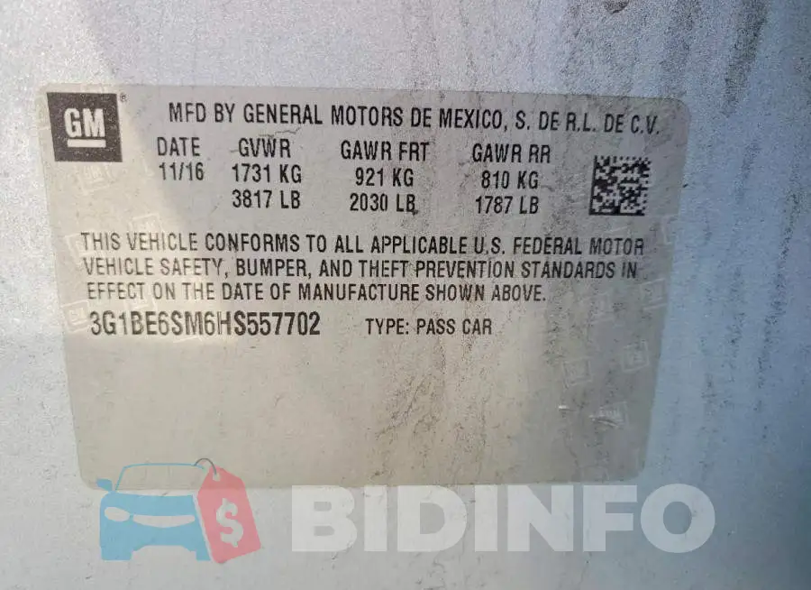 3G1BE6SM6HS557702 Photo# 12