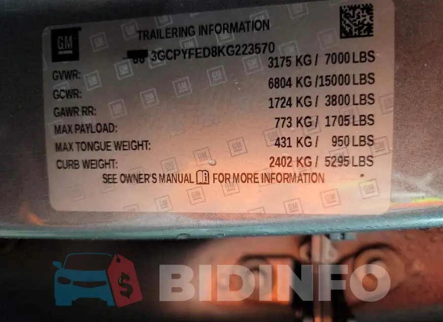 3GCPYFED8KG223570 Photo# 12