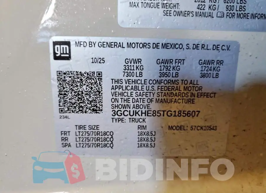 3GCUKHE85TG185607 Photo# 12