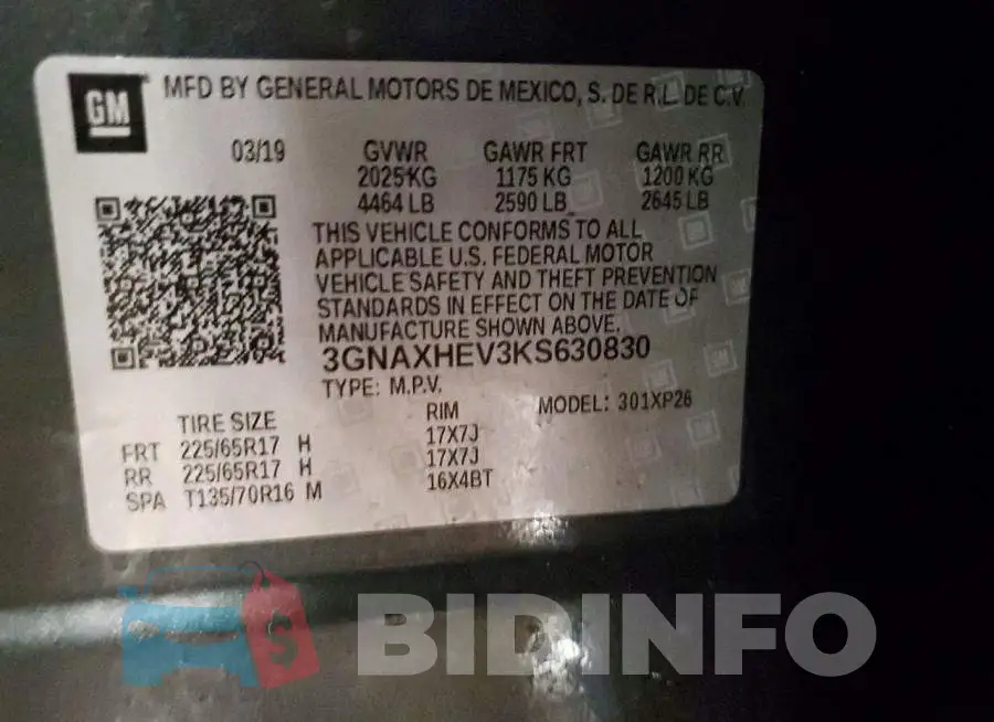 3GNAXHEV3KS630830 Photo# 13