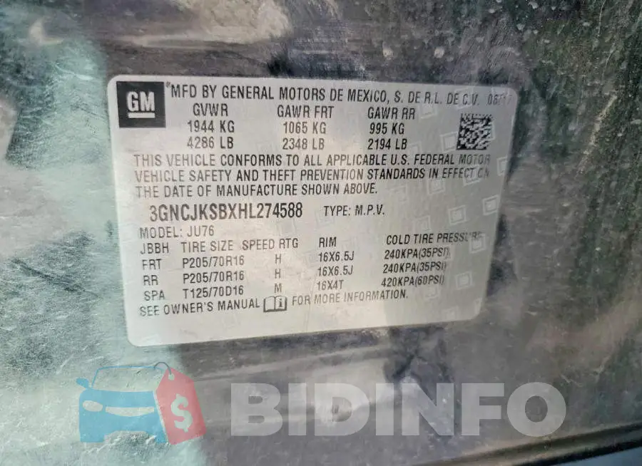 3GNCJKSBXHL274588 Photo# 12