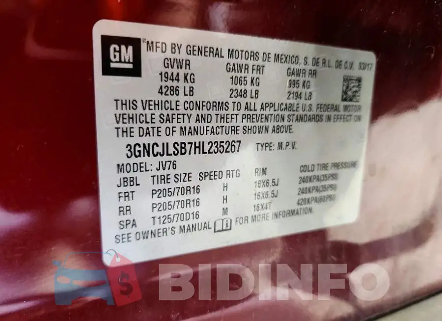 3GNCJLSB7HL235267 Photo# 13