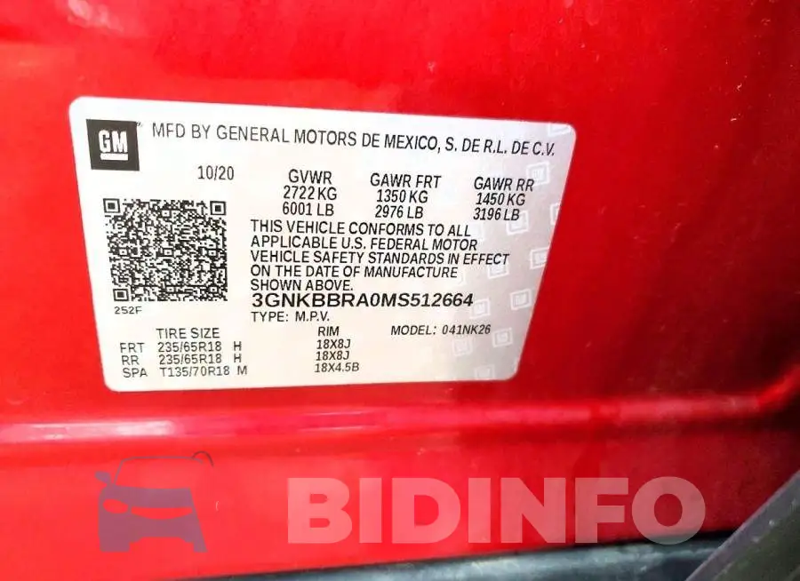 3GNKBBRA0MS512664 Photo# 12