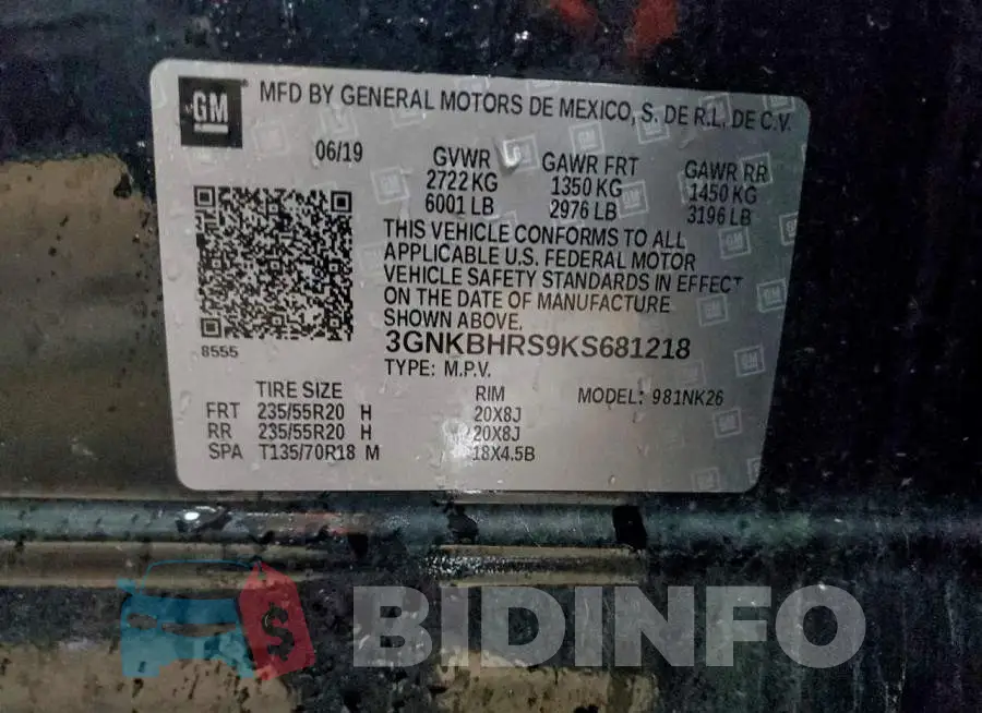 3GNKBHRS9KS681218 Photo# 13