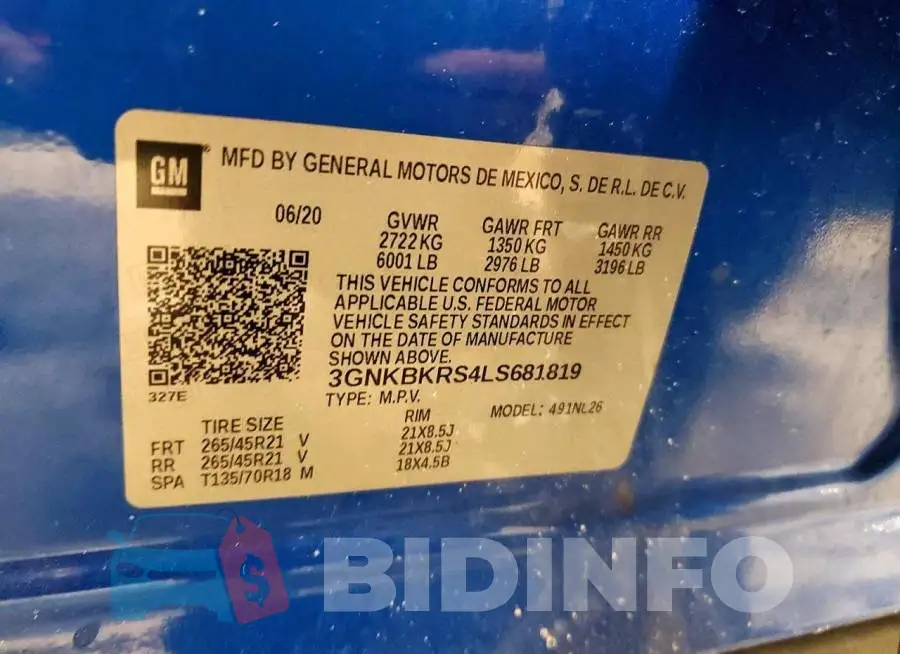 3GNKBKRS4LS681819 Photo# 13