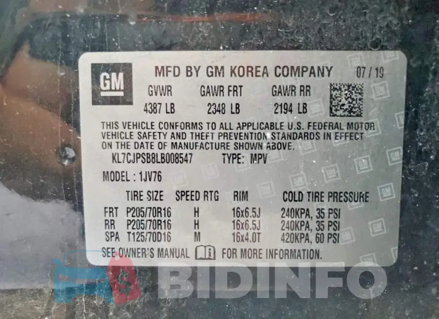 KL7CJPSB8LB008547 Photo# 13