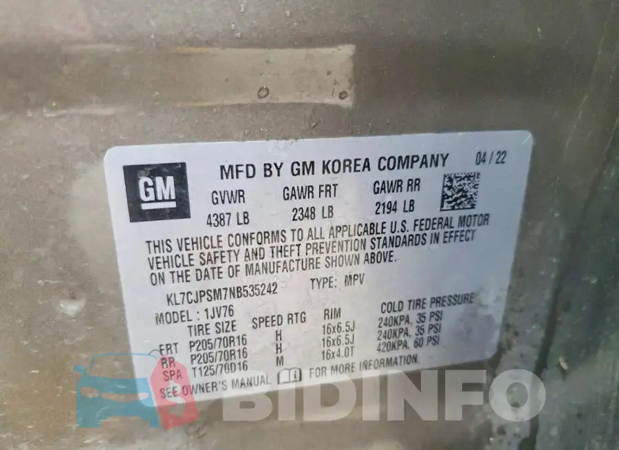 KL7CJPSM7NB535242 Photo# 13
