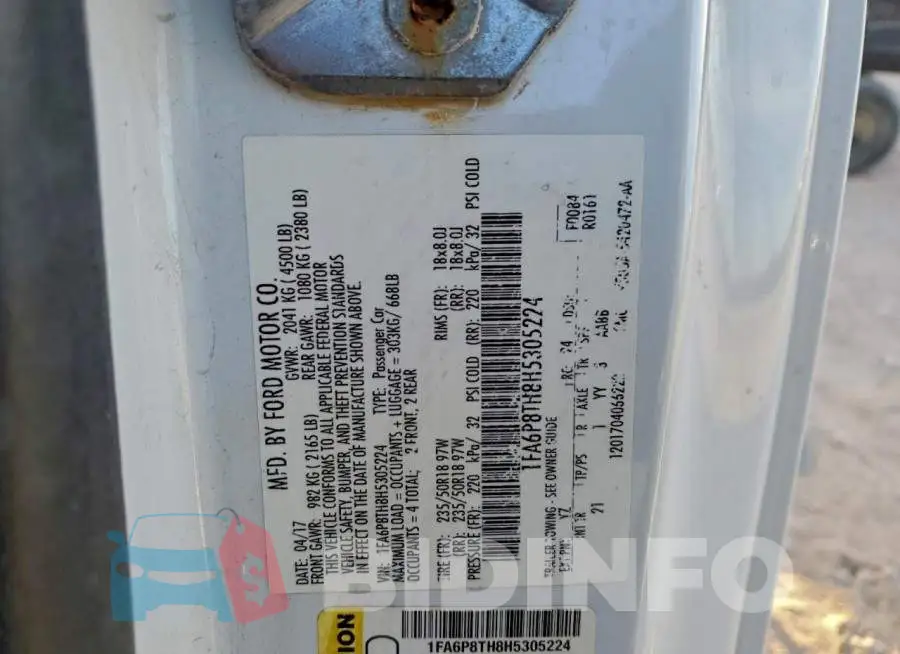 1FA6P8TH8H5305224 Photo# 12
