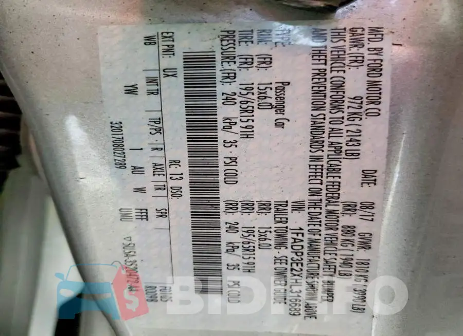 1FADP3E2XHL316689 Photo# 12