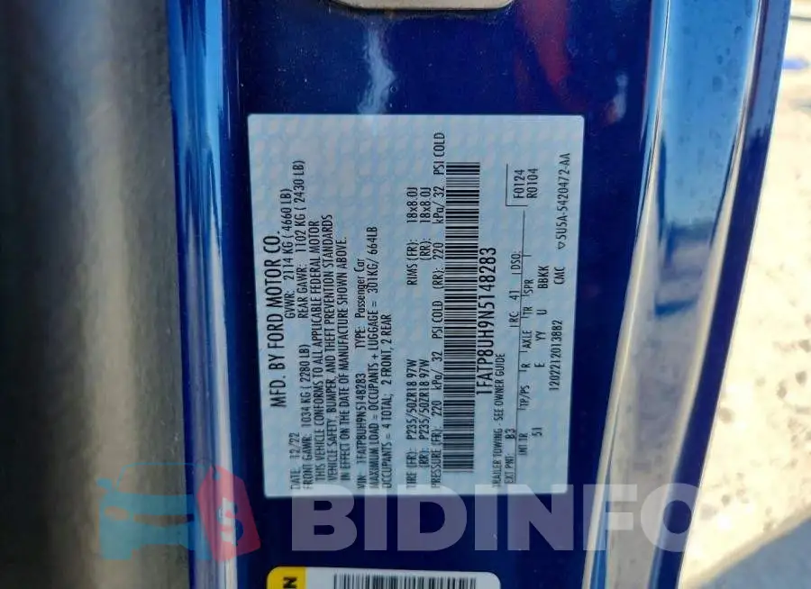 1FATP8UH9N5148283 Photo# 12