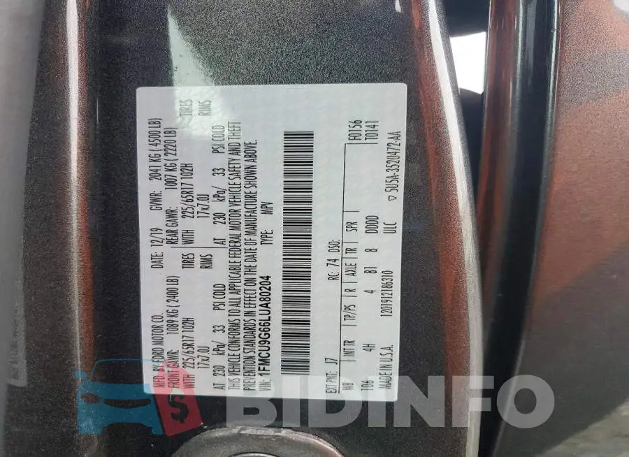 1FMCU9G66LUA80204 Photo# 14