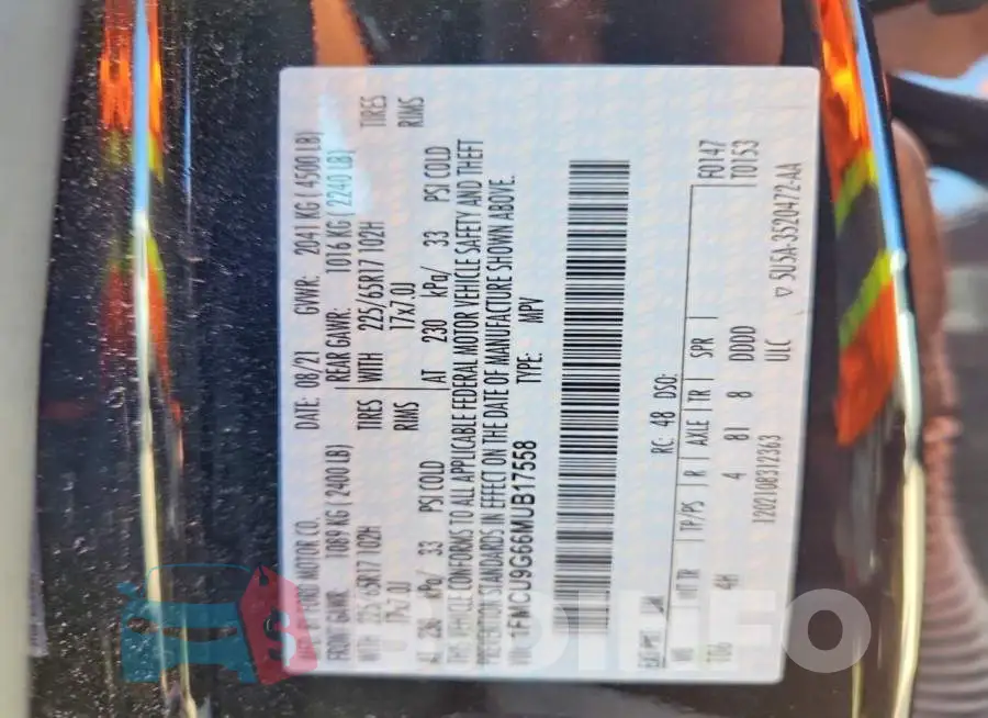 1FMCU9G66MUB17558 Photo# 13