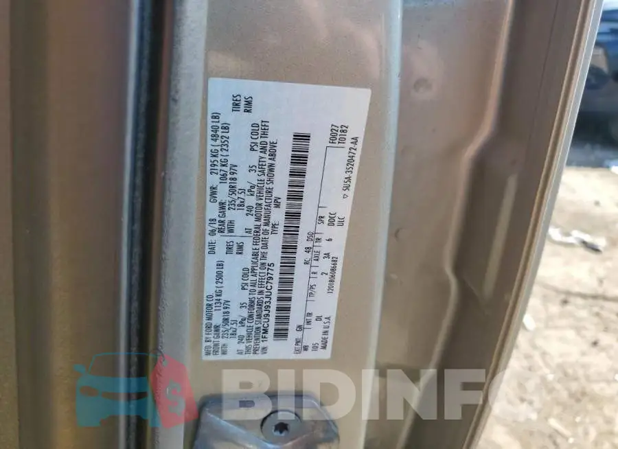 1FMCU9J93JUC79775 Photo# 12