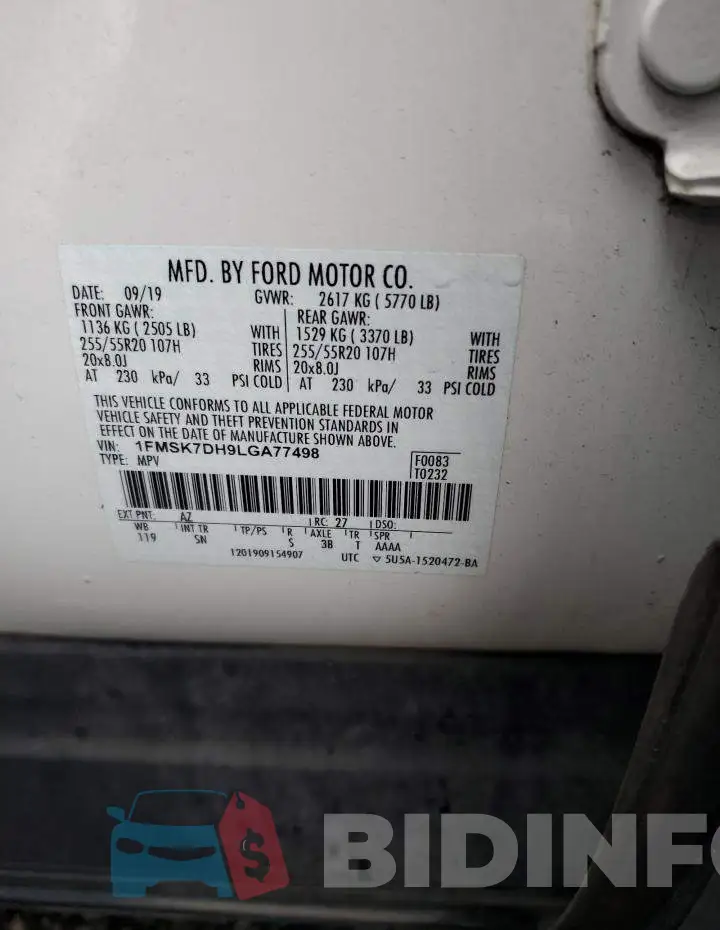 1FMSK7DH9LGA77498 Photo# 13